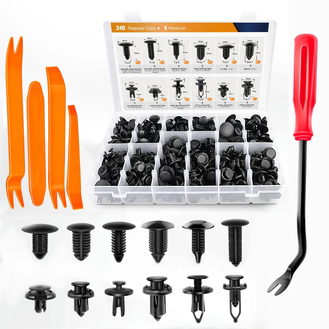 GOOACC 240-Piece Universal Push Pin Retainer Clip Kit